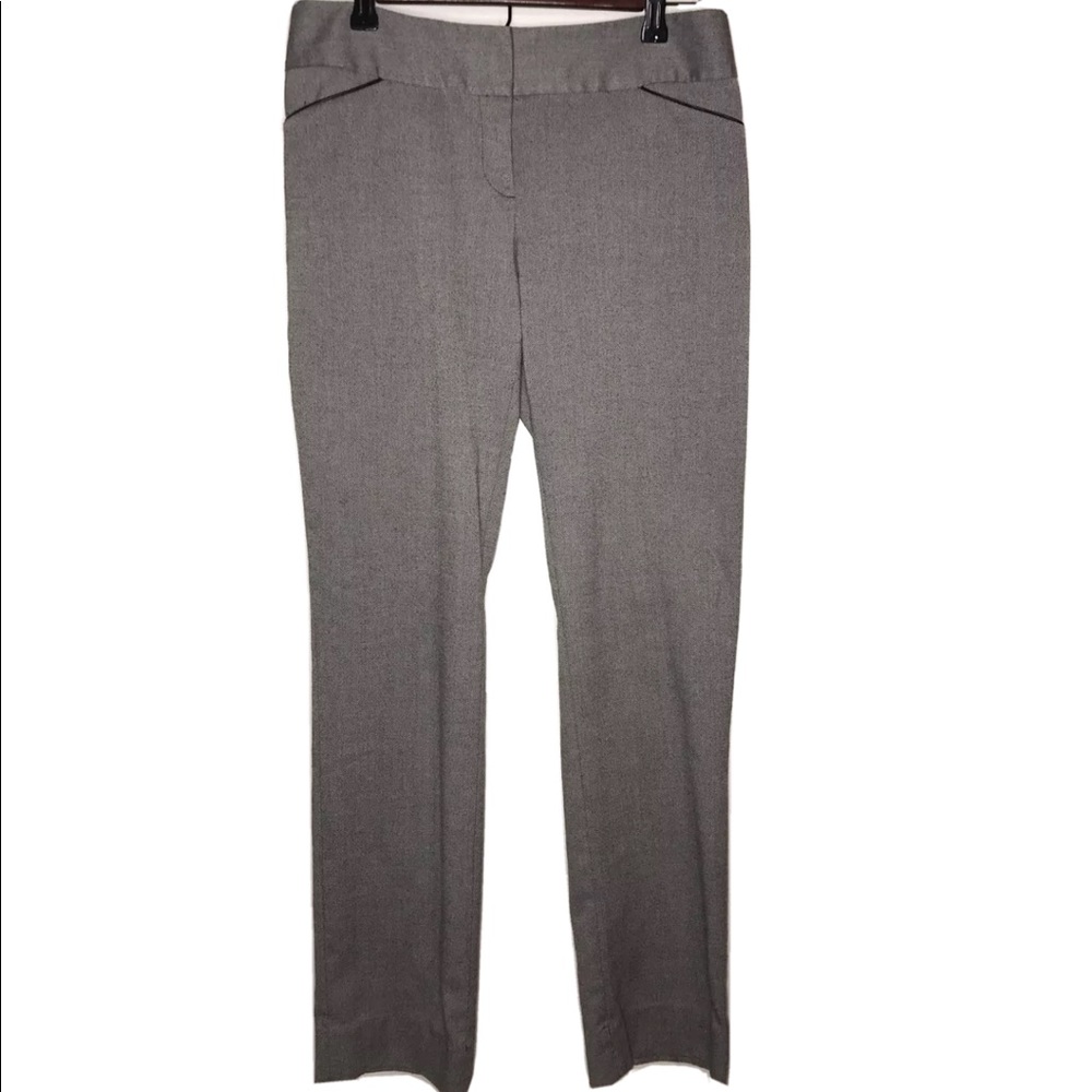 WHBM black dress pants with faux leather trim
